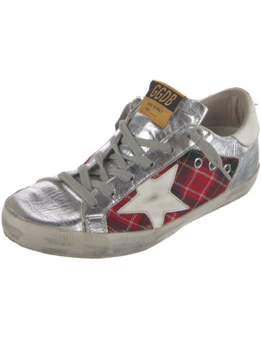 Golden Goose metallic sneakers with plaid size 37